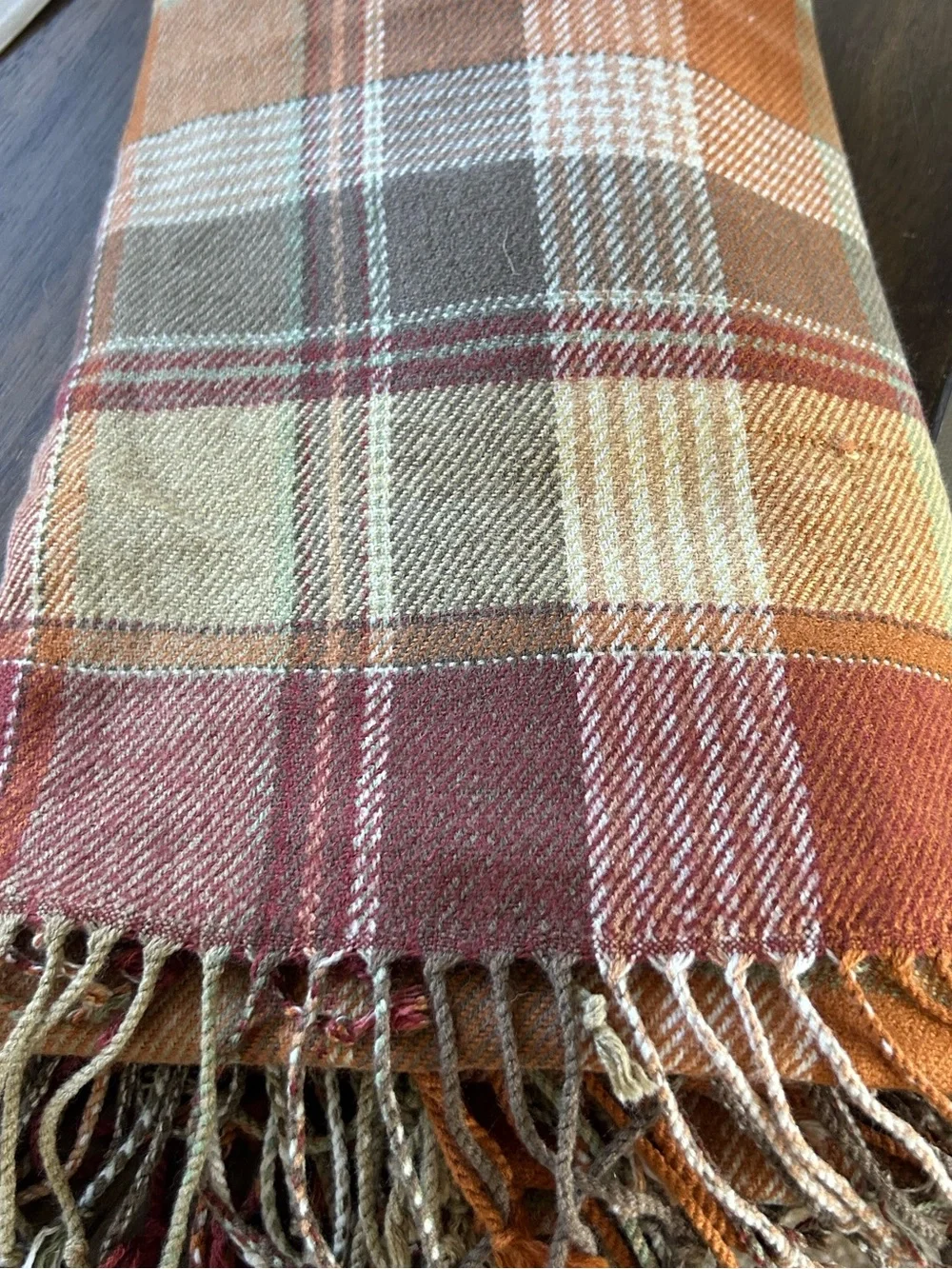 Pottery Barn Fall Plaid table throw, 50x 50